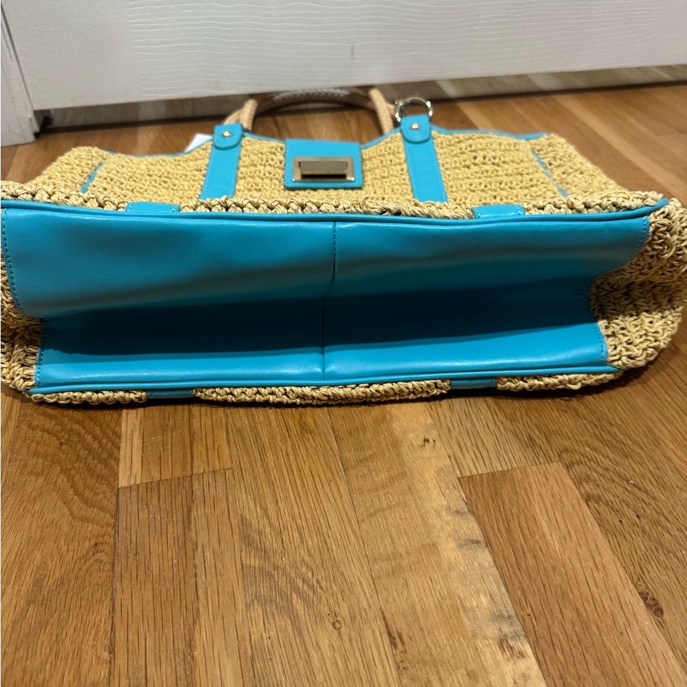 Talbots Tan and Blue Tote Bag - Picture 5 of 10